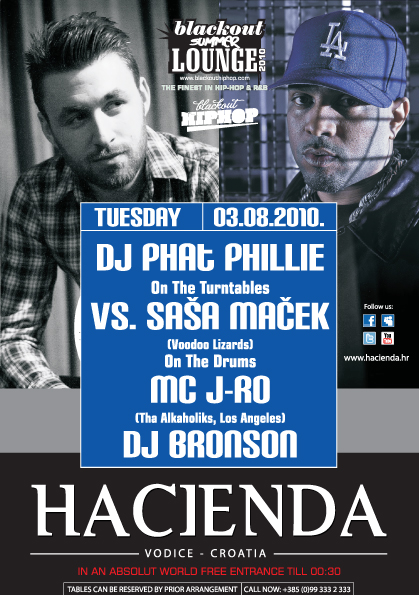 Blackout Summer Lounge Presents: DJ Phat Phillie VS. Saša Maček (Drums) feat.MC J-RO