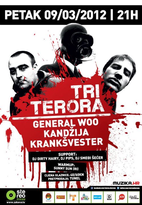 Tri Terora: General Woo, Kandžija & Krankšvester @ Stereo (Rijeka)