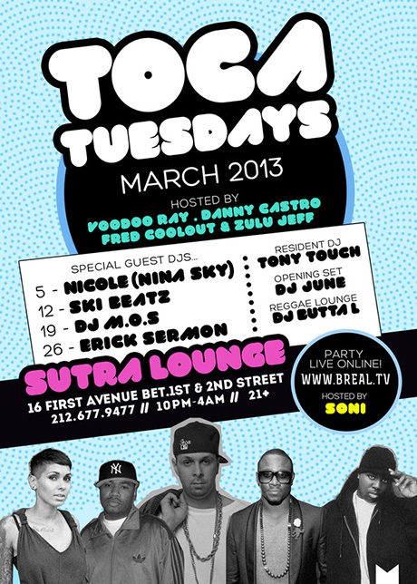 Toca Tuesdays by Tony Touch (March schedule)