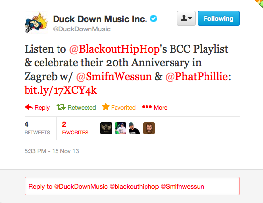 duck down twitter message