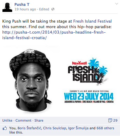 Pusha T announces his performance on New Yorker Fresh Island Festival