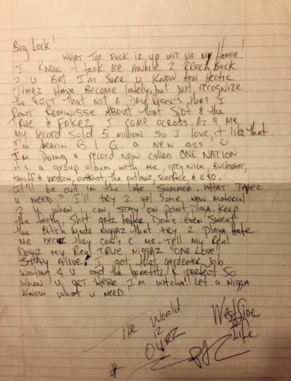 2pac letter