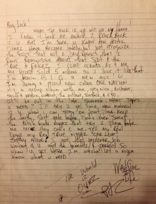 Tupac Letter Revealed
