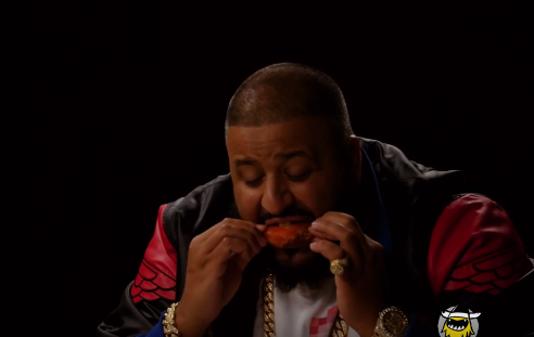 DJ Khaled Being Interviewed While Eating Spicy Wings