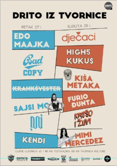 Drito iz Tvornice @ Tvornica kulture, Zagreb (27. - 28. 1.)