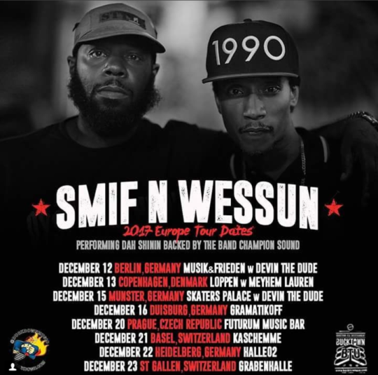Smif N Wessun 2017 Europe Tour Dates