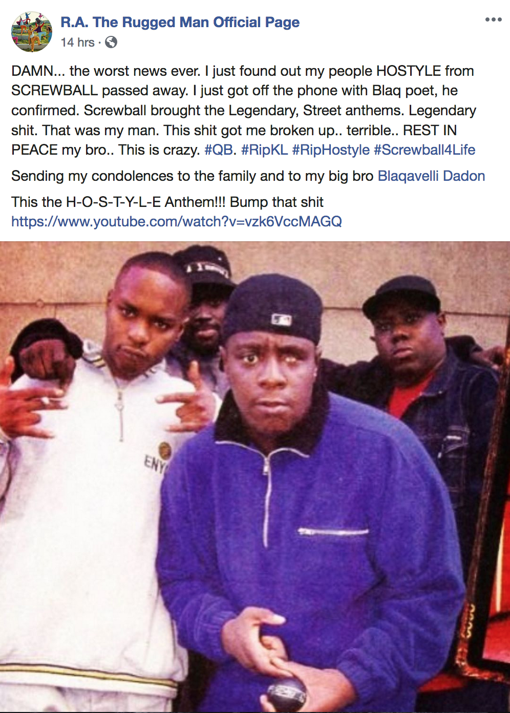 Queensbridge Screwball Member Hostyle R.I.P. Blackout Hip Hop
